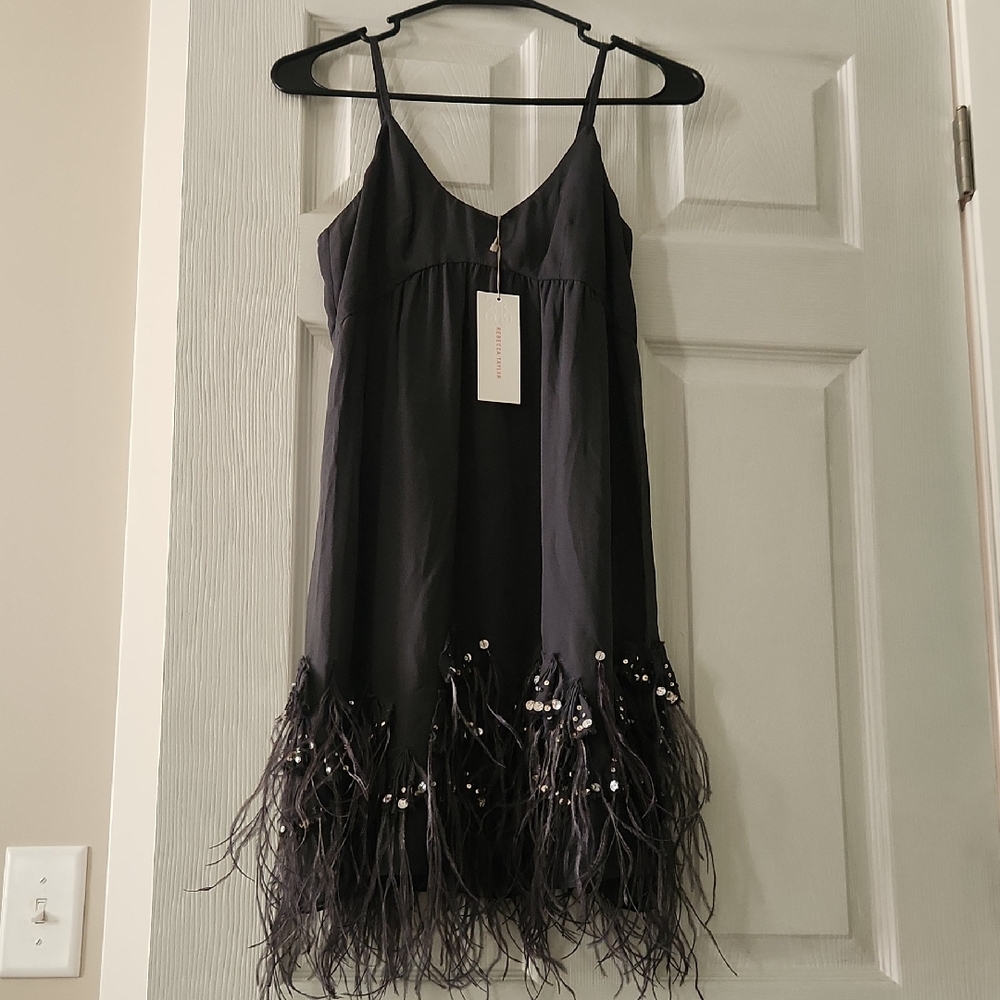 Rebecca Taylor Black Feathered Dress